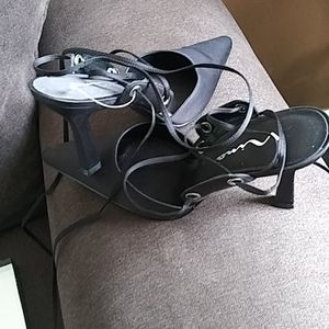 Dressy black lace-up shoes